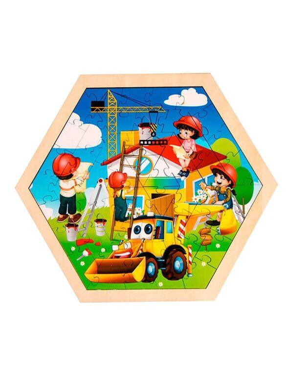 

Generic Large Piece Puzzles for Kids Children Wooden Puzzle 50 Pieces Educational Cartoon Puzzle Game Kids Toys Build A House