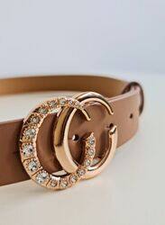 Double Opened Ring Buckle Womens Belt Soft Leather Mettalic Buckle