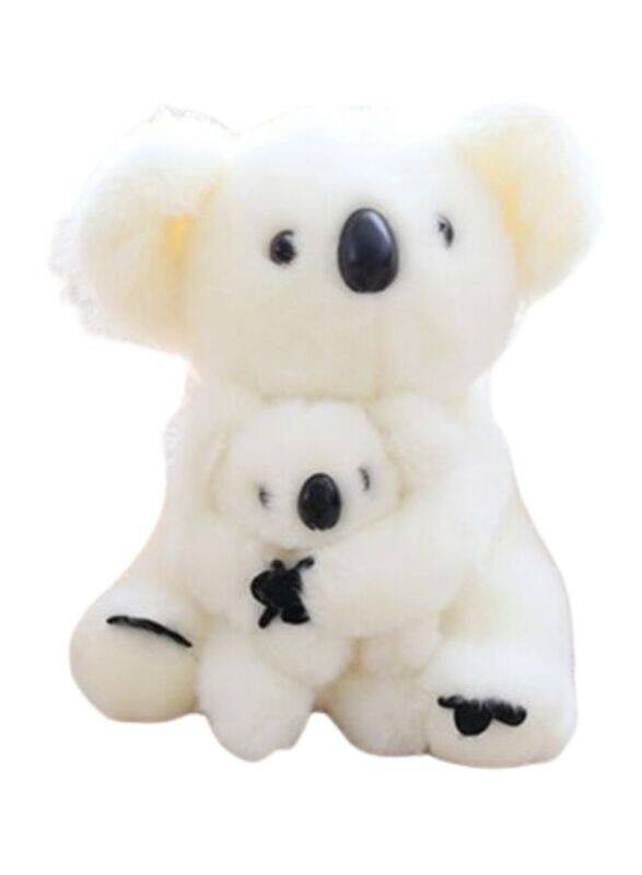 2 pcs Lovely Cotton made Koala Plush Toys Koala Bear Mother and Child Stuffed Soft Doll Kids Lovely Gift Toys 28cm, White