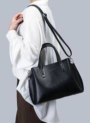 Elegant Shoulder Bags for Women Top-Handle Waterproof PU Leather Shoulder Bags, Black