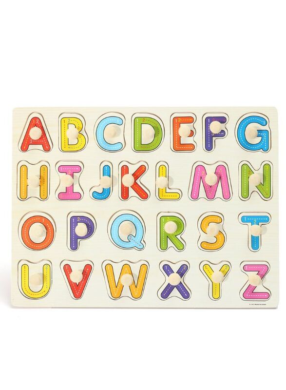 Kinder Garden Wooden Capital Alphabets with Knobs (Color & Design May Vary from Illustrations)
