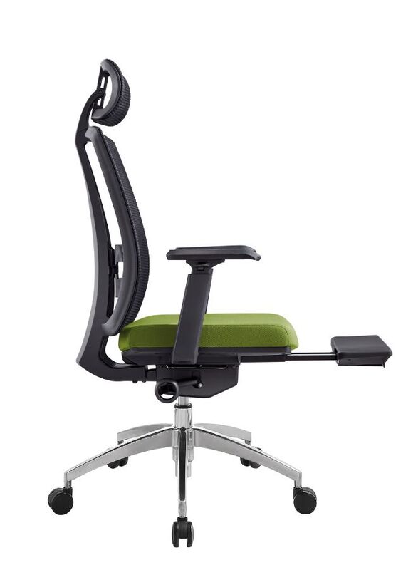 Modern Ergonomic Office Chair with Adjustable Headrest, Armrest and Footrest for Office Executives and Managers, Green