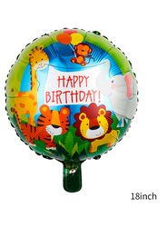1 pc 18 Inch Birthday Party Balloons Large Size Happy Birthday Jungle Foil Balloon Adult & Kids Party Theme Decorations for Birthday, Anniversary, Baby Shower