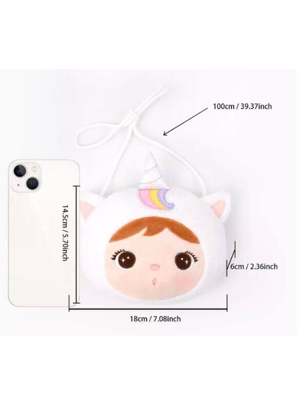 Cute Little Baby Plush Shoulder Bags/Wallets For Girls, Plush Shoulder Bags with Strap for Kids Coin Purses Cute Princess Handbags Kids, Accessories for Girls, White