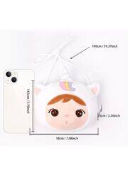 Cute Little Baby Plush Shoulder Bags/Wallets For Girls, Plush Shoulder Bags with Strap for Kids Coin Purses Cute Princess Handbags Kids, Accessories for Girls, White