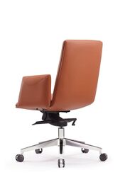 Luxury Swivel Leather Computer Furniture Executive Ergonomic Medium Back Office Chairs, Brown