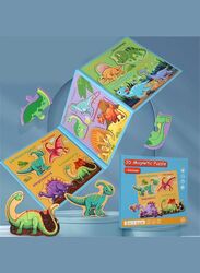 Montessori Magnetic Cardboard Puzzle Book Toys Durable Reusable Paper Puzzles for Visual Cognitive Training Dinosaur