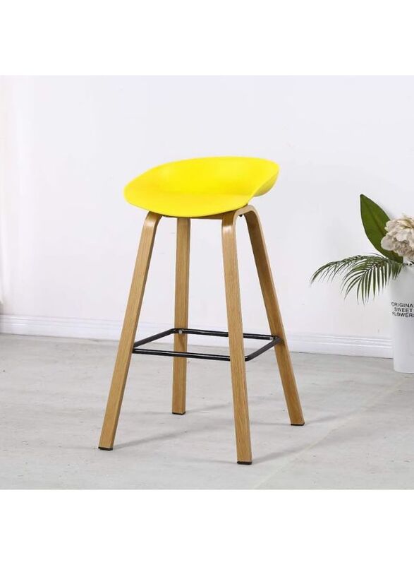 High Stool for Office, Lobby, Clubs, Bars, Reception, Bar Stool with Wooden Legs, Yellow