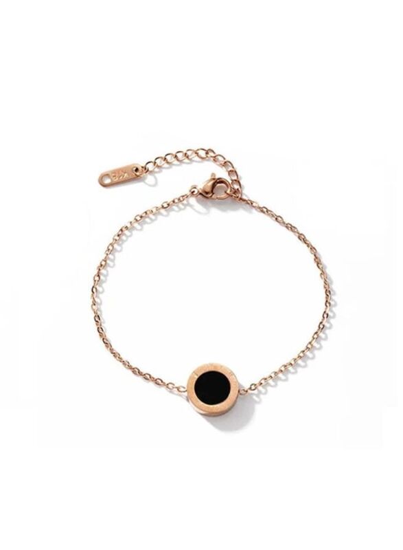 Elegant Black Studded Rose Gold Color Chain Bracelet for Women, Best Gift for Birthday,Valentine Day for her
