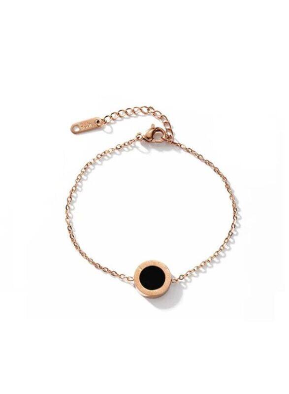 

Generic Elegant Black Studded Rose Gold Color Chain Bracelet for Women, Best Gift for Birthday,Valentine Day for her