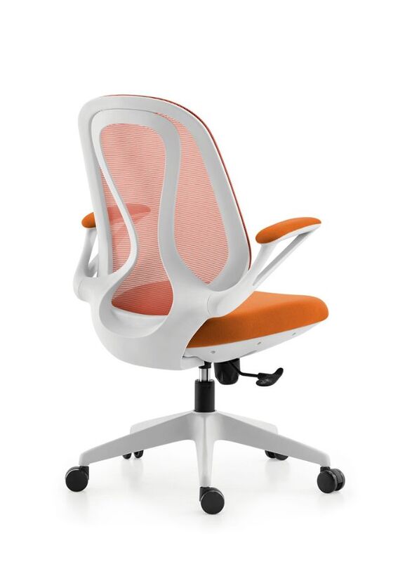 Modern Stylish Middle Back Mesh Office Chair with Elegant Design and White Frame for Office and Home, Orange