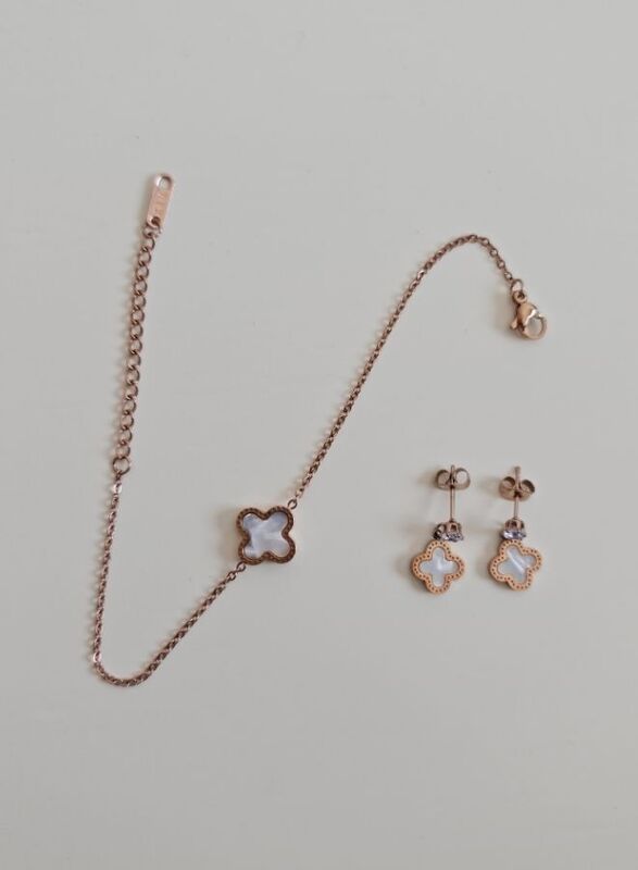 Luxury Jewelry Shell Four Leaf Clover Rose Gold White Clover Bracelet for Women