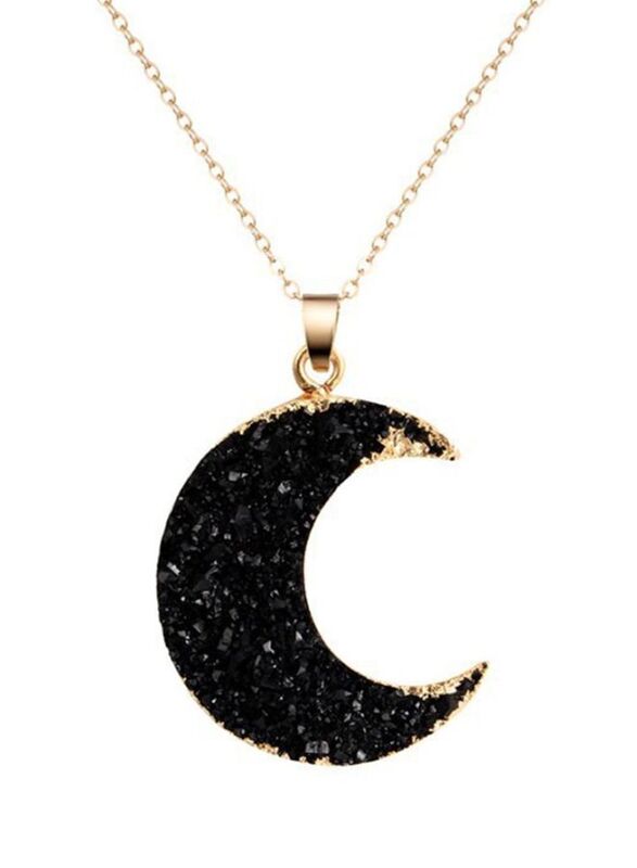 Black Moon Alloy Link Chain Necklace for Women - Add a Touch of Celestial Charm