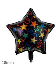 1 pc 18 Inch Birthday Party Balloons Large Size Black Stars Foil Balloon Adult & Kids Party Theme Decorations for Birthday, Anniversary, Baby Shower