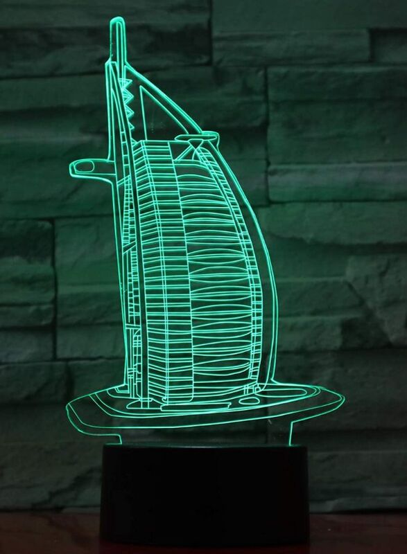 Multi-color Burj Al Arab 3D LED Night Lamp, USB Desk Lamp, 16 Color with remote control Bedroom Table Lamp, Home Decor Light Gifts