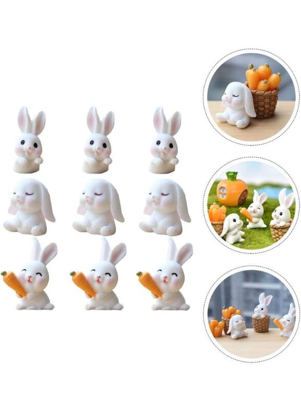 5 Pieces Easter Miniature Mini Rabbit Figures Rabbit Animal Figures Toy Cake Topper Play Set for Aquarium Fairy Garden Dollhouse Planter Decor