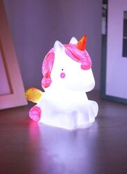 Portable Kids Cartoon LED Night Light Children Bedroom Table Lamp Bedside Moon Star Nightlight Best Birthday Gift for Kids, Home Decor, Kid Room Decoration, Living Room, White Unicorn