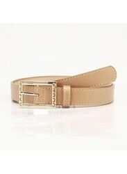 Elegant White Simple and Versatile Leather Belt for Women, Khaki - Size 115*2.4cm