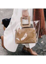 Transparent Brown Leather Bag for Women - Stay Fashionable While Keeping Your Belongings Organized, Brown