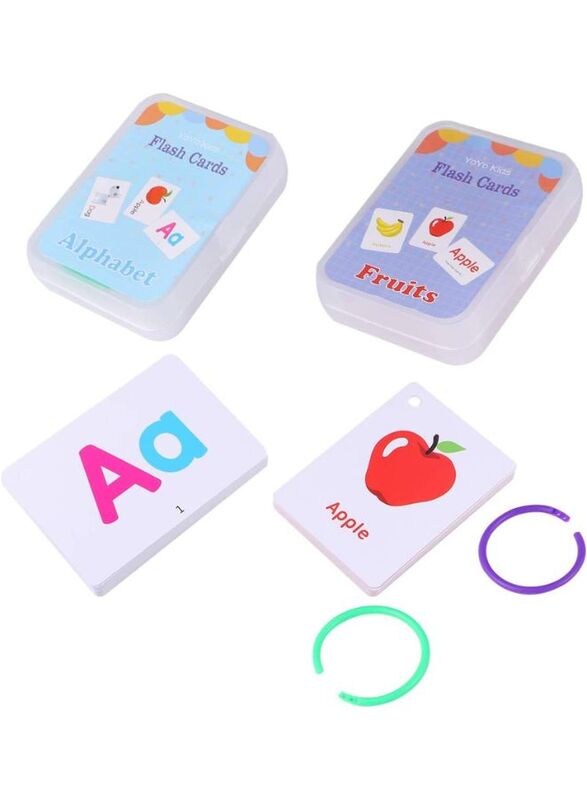 Fruit Letter Children Learning Cards: 2 Sets Educational Flash Cards Pocket Card Preschool Teaching Cards for kids