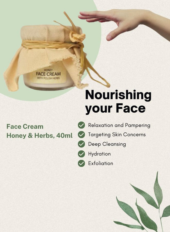 Soap&Friends Nourishing Honey Face Cream with Polish Herbs- Gentle Cream for Sensitive Skin, 40 ml