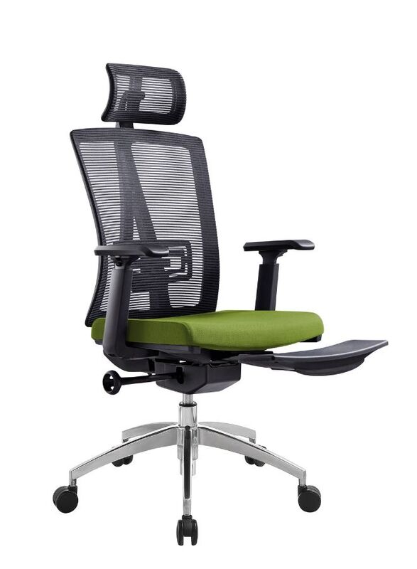 Modern Ergonomic Office Chair with Adjustable Headrest, Armrest and Footrest for Office Executives and Managers, Green