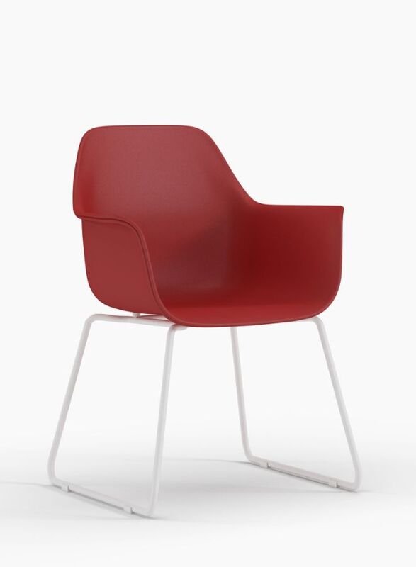Multi-Purpose Visitor Chair Upholstered Seat and Back with Steel Legs, Red