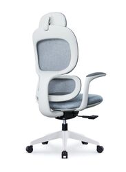 Modern Executive Ergonimic Office Chair With Headrest, White Frame for Office, Home and Shops, Grey