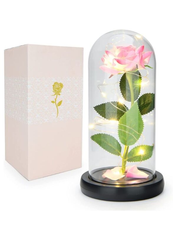 

Generic Enchanted Flower with Petals in Glass Dome Personalized Gifts for Women Girlfriend Valentine’s Day Mother’s Day Christmas Anniversary Birthday, Pink