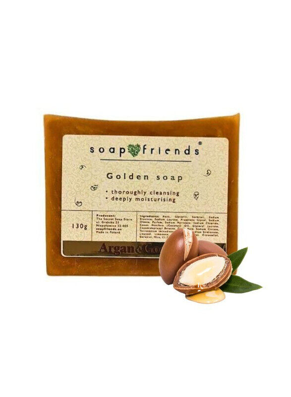 

Soap&friends Argan Gold Soap Bar - 130g, Pamper Your Skin with Luxury Cleansing, Enriched with Organic Glycerin and Nourishing Argan Oil