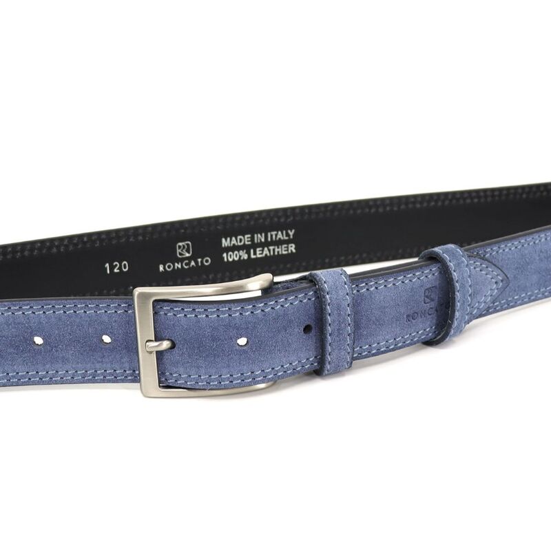 Upgrade Your Look with R RONCATO Jeans Suede Leather Belt - A Timeless Accessory for Every Occasion, 115cm
