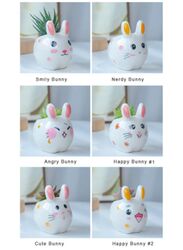 6 Pcs Lovely Cartoon Rabbit Succulent Ceramic Flower Pot Cute Animal Mini Green Plant Basin Planter Home Decoration Fairy Gardening