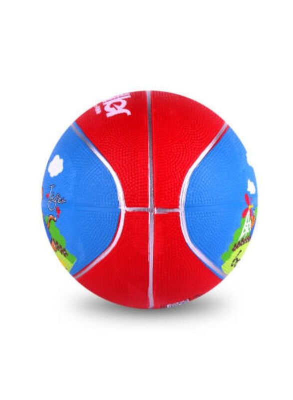 Rubber Size 3 Basketball for Kids Cartoon Ball for Indoor and Outdoor Playing (Red)