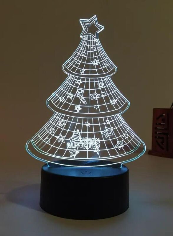 3D Christmas Tree Shape Night Light Touch Table Desk Optical Illusion Lamps 7 Color Changing Lights Home Decoration Xmas Birthday Gift