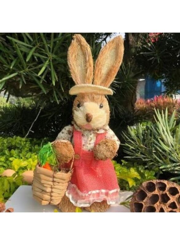 35cm Handmade Straw Rabbit Straw Bunny for Easter Day Artificial Animal Home Furnishing Shop Decoration, Bunny 4