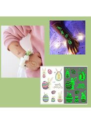 Easter Glow Temporary Tattoos for Kids, 288 Pieces Waterproof Mixed Style Cartoon Fake Tattoo, Glow in The Dark Fake Tattoos Easter bunny, eggs Waterproof Temporary Tattoo Stickers