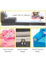 Foldable Toddler Chair Lounger for Girls, Removable and Washable Lazy Sleeping Sofa for Kids, Baby Sofa Bed Foldable Chair, Yellow Cat