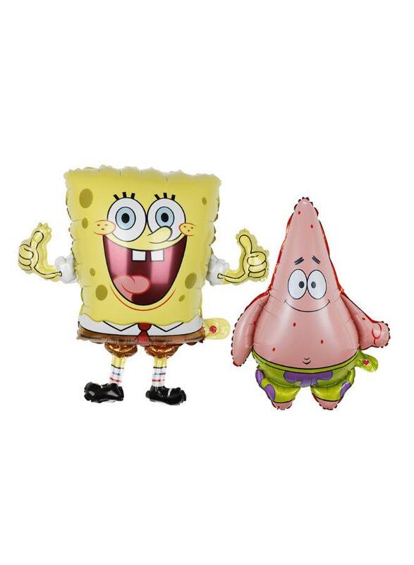 2 pc Sponge Bob Characters Ballon Set , Giant balloon for Kids Party, Birthday Double Sided Foil Balloon