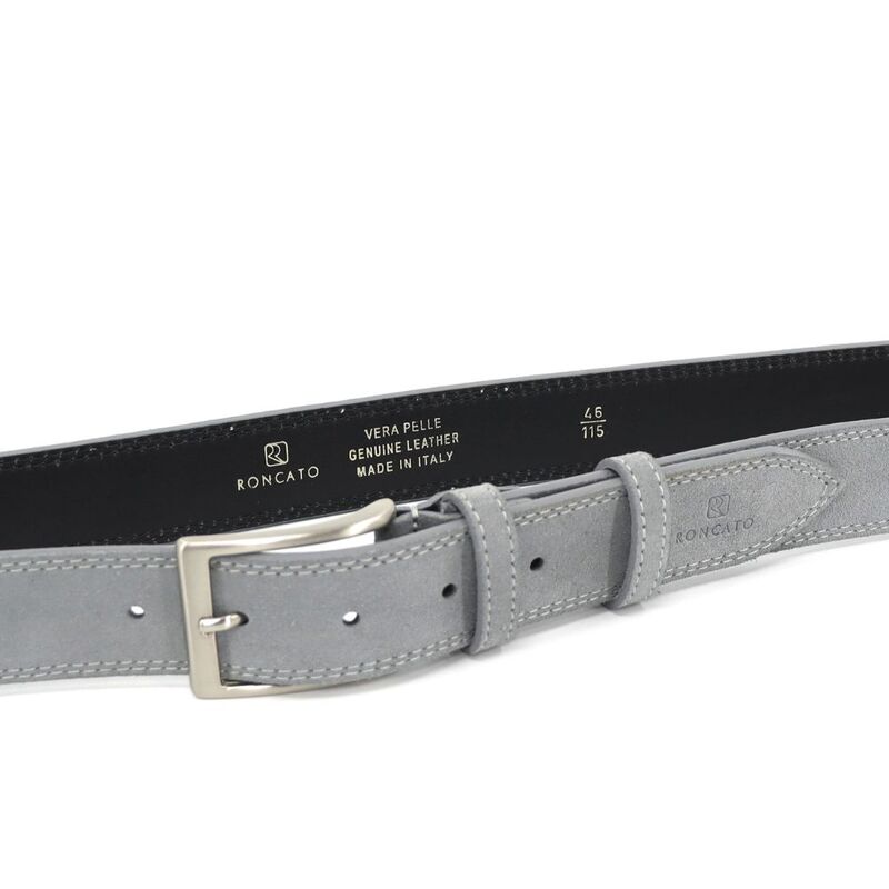 Upgrade Your Look with R RONCATO Grey Suede Leather Belt - A Timeless Accessory for Every Occasion, 120cm