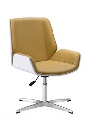 Sleek Modern Medium Back Executive Office Chair With Genuine Leather for Long Comfortable Use, Yellow
