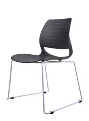 Visitor Chair Upholstered Seat and Back with Steel Legs for Lobby, Office, Schools and Home, Black