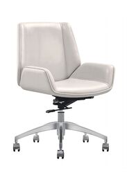 Sleek Modern Medium Back Executive Swivel Office Chair With Full Leather for Long Comfortable Use, White