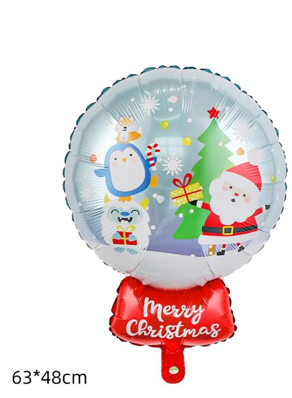 5pcs Christmas Foil Balloons include 1 x Santa Claus, 1 x Candy Cane, 1 x Snowman, 1 x Snowflake, 1 x Round Happy Holidays Giant Balloon Decoration Party Supplies