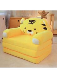 Foldable Toddler Chair Lounger for Girls, Removable and Washable Lazy Sleeping Sofa for Kids, Baby Sofa Bed Foldable Chair, Yellow Cat