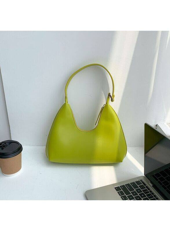 Women's Solid Color Shoulder Bag, Zipper Closure Large Capacity Waterproof Travel Hotel Office Work Handbag, Green