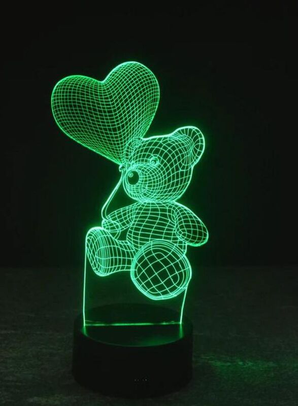 3D Teddy Bear Shape Night Light Touch Table Desk Optical Illusion Lamps 7 Color Changing Lights Home Decoration Xmas Birthday Gift