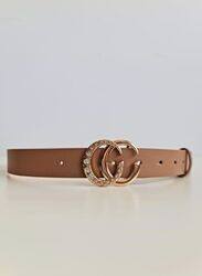 Double Opened Ring Buckle Womens Belt Soft Leather Mettalic Buckle