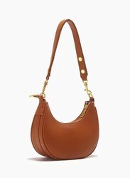 Half Moon Women's Shoulder Bag, Fashion Soft High Quality PU Leather Handbag, Brown
