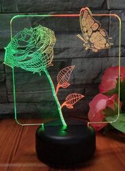 Multi-color Rose and Butterfly 3D LED Night Lamp, USB Desk Lamp, 16 Color with remote control Bedroom Table Lamp, Home Decor Light Gifts