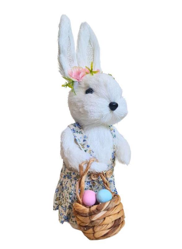 Easter Bunny Decor 29 cm Cotton Strings Rabbit Simulation Craft Ornament for Yard Signs, Gardens, Living Rooms, and Bedrooms